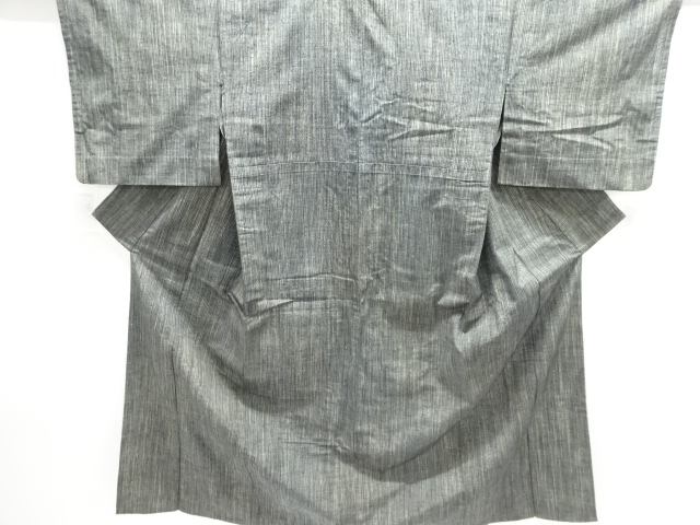 JAPANESE KIMONO / ANTIQUE HITOE KIMONO / SILK / TSUMUGI / WOVEN STRIPE